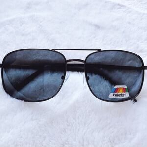 Troy Black w/ Black Rims Rectangular Polarized Sunglasses